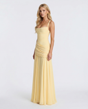 Sela | Ruched Maxi Dress – Evening Square Neck Wide Strap Draped Skirt
