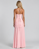 Sela | Ruched Maxi Dress – Evening Square Neck Wide Strap Draped Skirt