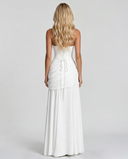 Sela | Ruched Maxi Dress – Evening Square Neck Wide Strap Draped Skirt