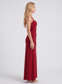 Sela | Ruched Maxi Dress – Evening Square Neck Wide Strap Draped Skirt