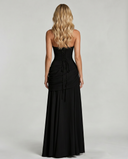 Sela | Ruched Maxi Dress – Evening Square Neck Wide Strap Draped Skirt