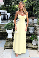 Selena | Maxi Summer – Tie Front Corset Spaghetti Strap Wedding Guest Dress