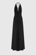 Selene | Halter Neck Lace Waist Maxi – Deep V Satin Formal Evening Summer Dress