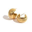 Serena | Gold Ribbed Chunky Hoop Earrings – Wide Band Twisted Everyday Jewellery