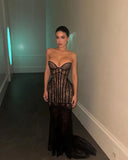 Serenity | Strapless Lace Corset Maxi – Sweetheart Sheer Fishtail Evening Dress