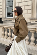 Shannon | Oversized Utility Jacket – Point Collar Button Front Balloon Sleeve
