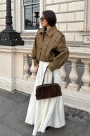 Shannon | Oversized Utility Jacket – Point Collar Button Front Balloon Sleeve
