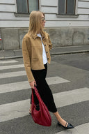 Shiloh | Cropped Utility Jacket – Point Collar Button Front Long Sleeve