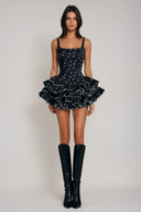 Sienna | Floral Print Mini – Square Neck Corset Tiered Ruffle Skirt Party Dress