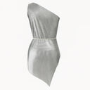 Sierrah | Metallic Mini Dress – Party One Shoulder Draped Front High Slit