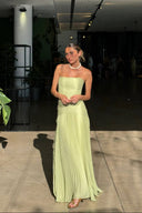 Skyla | Strapless Pleated Maxi – Bandeau Bodice Full Skirt Wedding Guest Dress