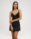 Soledad | Lace Trim Nightdress – Sleepwear V Neck Spaghetti Straps Side Panels