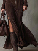 Sonya | Suede Effect Mini Dress – Casual Round Neck Sleeveless Front Pockets