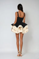 Sutton | Two Tone Mini – Square Neck Corset Tiered Ruffle Skirt Cocktail Dress