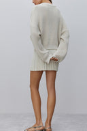 Sybil | Rose Applique Knit Sweater – Casual Crew Neck Long Sleeve Floral Detail