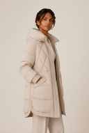 Tallie | Longline Puffer Coat – Winter Hooded Diamond Quilted Snap Front