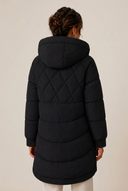 Tallie | Longline Puffer Coat – Winter Hooded Diamond Quilted Snap Front