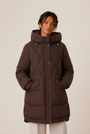 Tallie | Longline Puffer Coat – Winter Hooded Diamond Quilted Snap Front
