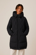 Tallie | Longline Puffer Coat – Winter Hooded Diamond Quilted Snap Front
