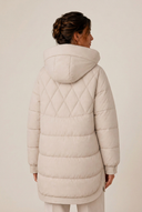 Tallie | Longline Puffer Coat – Winter Hooded Diamond Quilted Snap Front