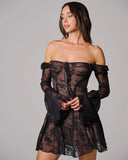 Teagan | Lace Mini – Tie Front Bell Sleeve Corset Skater Party Summer Dress