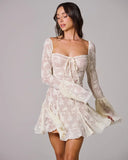 Teagan | Lace Mini – Tie Front Bell Sleeve Corset Skater Party Summer Dress