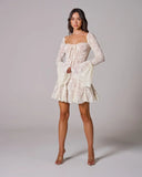 Teagan | Lace Mini – Tie Front Bell Sleeve Corset Skater Party Summer Dress