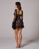 Teagan | Lace Mini – Tie Front Bell Sleeve Corset Skater Party Summer Dress
