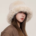 Teresa | Fuzzy Bucket Hat – Winter Wide Brim Rounded Crown Plush Texture