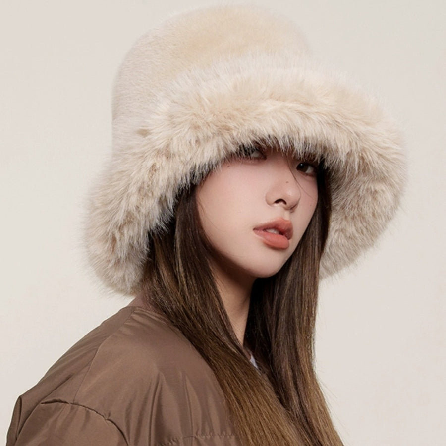 Teresa | Fuzzy Bucket Hat – Winter Wide Brim Rounded Crown Plush Texture