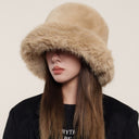 Teresa | Fuzzy Bucket Hat – Winter Wide Brim Rounded Crown Plush Texture