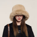 Teresa | Fuzzy Bucket Hat – Winter Wide Brim Rounded Crown Plush Texture
