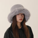 Teresa | Fuzzy Bucket Hat – Winter Wide Brim Rounded Crown Plush Texture