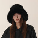 Teresa | Fuzzy Bucket Hat – Winter Wide Brim Rounded Crown Plush Texture