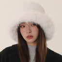 Teresa | Fuzzy Bucket Hat – Winter Wide Brim Rounded Crown Plush Texture