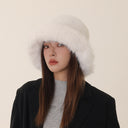 Teresa | Fuzzy Bucket Hat – Winter Wide Brim Rounded Crown Plush Texture