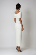 Thea | Maxi – Off Shoulder Draped Corset Bodice Body-Con Formal Evening Dress