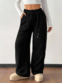 Theresa | Ribbed Wide Leg Pants – Casual Drawstring Waist Side Pockets