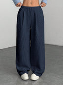 Theresa | Ribbed Wide Leg Pants – Casual Drawstring Waist Side Pockets