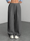 Theresa | Ribbed Wide Leg Pants – Casual Drawstring Waist Side Pockets