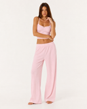 Tracy | Ribbed Knit Pajama Set – Sleepwear Spaghetti Strap Wide Leg Pants