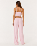 Tracy | Ribbed Knit Pajama Set – Sleepwear Spaghetti Strap Wide Leg Pants