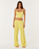 Tracy | Ribbed Knit Pajama Set – Sleepwear Spaghetti Strap Wide Leg Pants