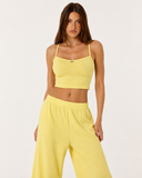Tracy | Ribbed Knit Pajama Set – Sleepwear Spaghetti Strap Wide Leg Pants