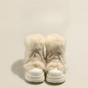 Valencia | Fuzzy Ankle Boots – Winter Lace Up Round Toe Platform Sole