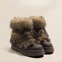 Valencia | Fuzzy Ankle Boots – Winter Lace Up Round Toe Platform Sole
