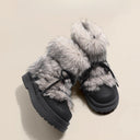 Valencia | Fuzzy Ankle Boots – Winter Lace Up Round Toe Platform Sole