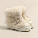 Valencia | Fuzzy Ankle Boots – Winter Lace Up Round Toe Platform Sole