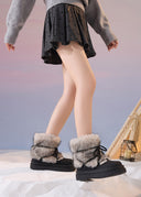 Valencia | Fuzzy Ankle Boots – Winter Lace Up Round Toe Platform Sole
