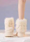 Valencia | Fuzzy Ankle Boots – Winter Lace Up Round Toe Platform Sole